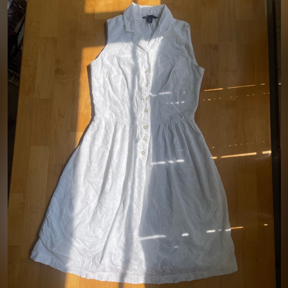Tommy Hilfiger White sleeveless Midi Eyelet Dress Size 2